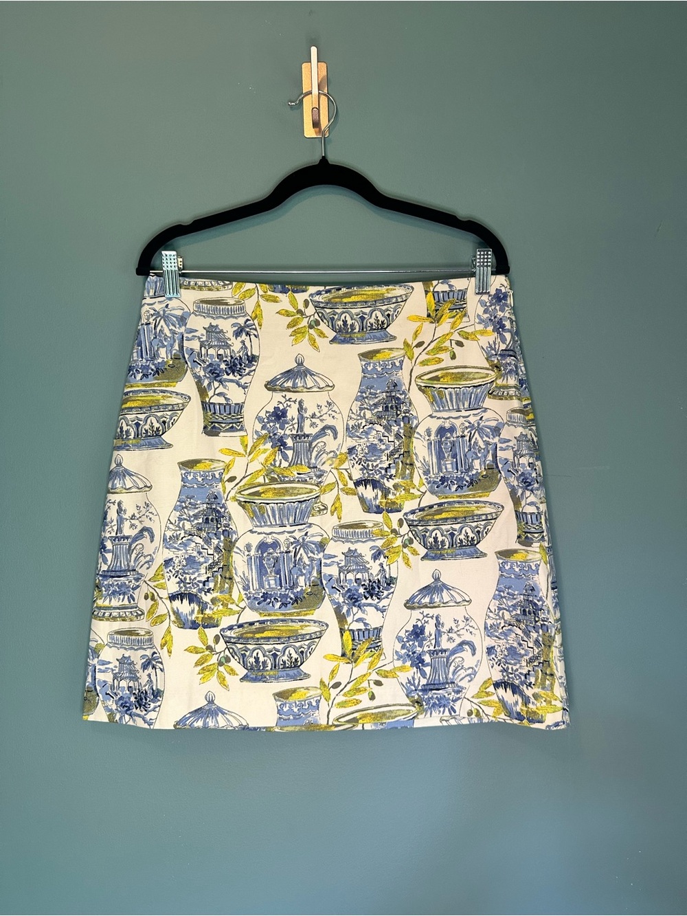 Talbots Blue, White & Green Chinoiserie Toile Skirt Cottage Coastal Size 8 - Picture 12 of 13